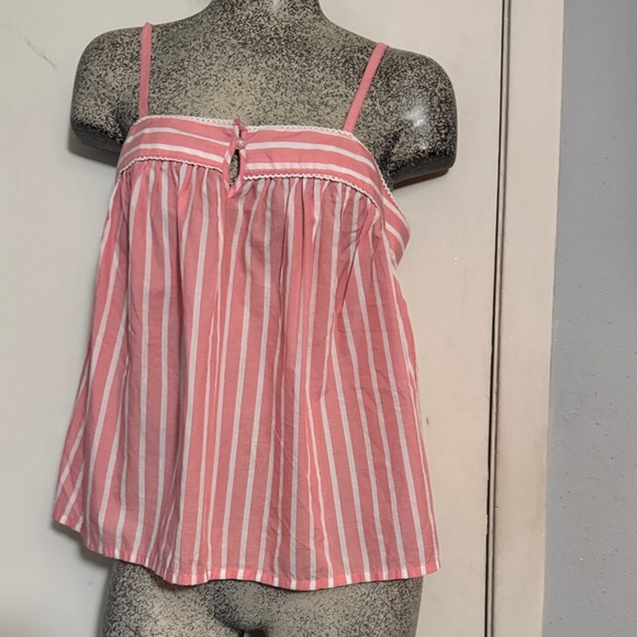 Pink and White Old Navy Striped Women's Adjustable Straps Tank Top, sz L - Picture 1 of 9